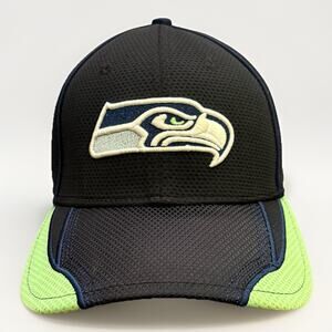 Seattle Seahawks Fitted Hat S/M New Era 39Thirty Blue Lime Green NFL Cap